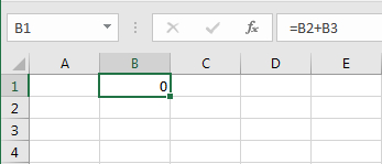 Addition without any values in the cells in an Excel spreadsheet