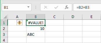 Addition using invalid value in the cells in an Excel spreadsheet