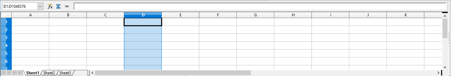 Columns in Calc spreadsheets