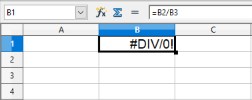 Division without any values in the cells in a Calc spreadsheet