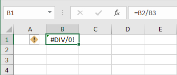 Division without any values in the cells in an Excel spreadsheet