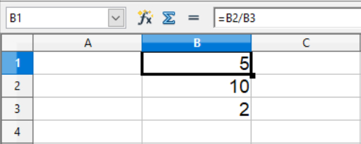 Division using valid values in the cells in a Calc spreadsheet