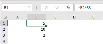 Division using valid values in the cells in an Excel spreadsheet