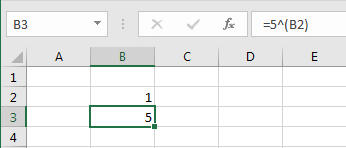 Exponential functions using ^ in cells in Excel spreadsheets