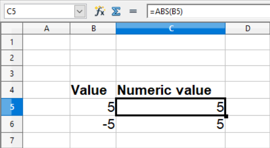 Numeric values in cells in a Calc spreadsheet