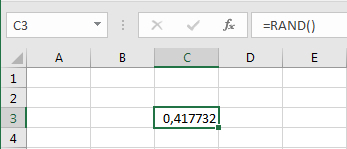 Random value generated in an Excel spreadsheet.