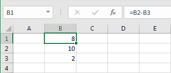 Subtraction using valid values in the cells in an Excel spreadsheet